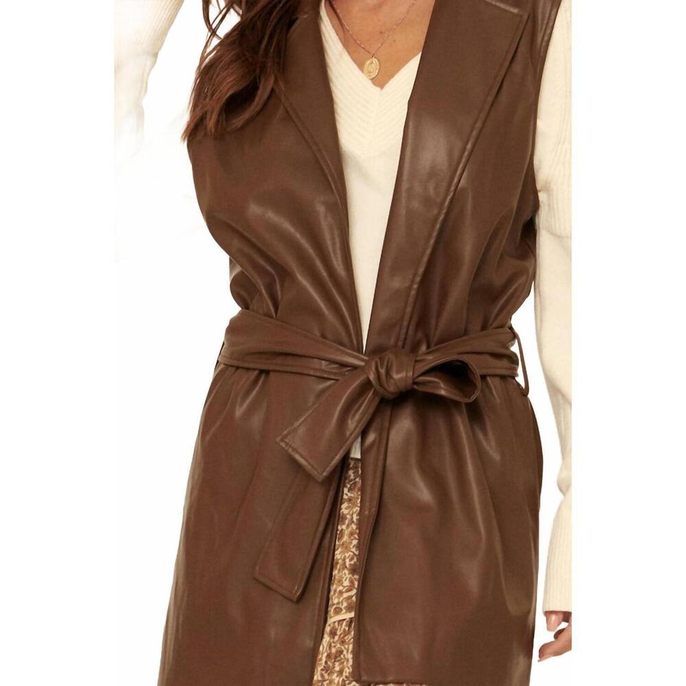 NEW PROMESA faux leather vest in espresso